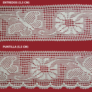 Encaje de Bolillo Beige (Entredos 5,5 cm y Puntilla 5,5 cm)