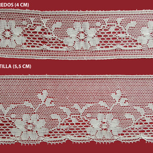 Encaje de Bolillo Beige (Entredos 4 cm y Puntilla 5,5 cm)