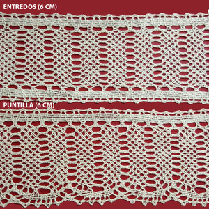 Encaje de Bolillo Beige (Entredos 6 cm y Puntilla 6 cm)