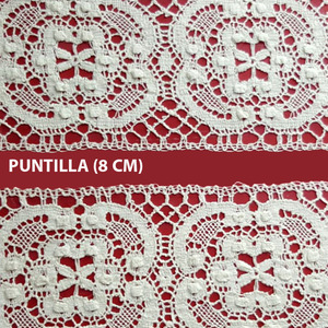 Encaje de Bolillo Beige (Entredos 8 cm y Puntilla 8 cm)