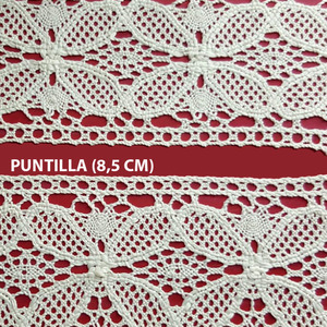 Encaje de Bolillo Beige (Entredos 7,5 cm y Puntilla 8,5 cm)