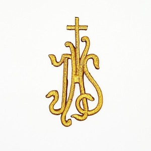 Aplique Bordado JHS oro (5x9,5cm)