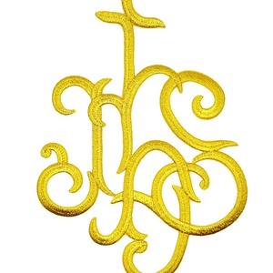 Aplique Bordado JHS oro (22x15,5cm)