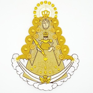 Aplique bordado Virgen de la Cabeza 3 oros (21cm)