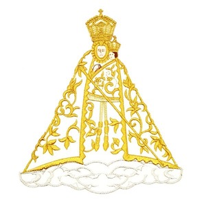 Aplique bordado Virgen de la Cabeza oro y plata (20cm)