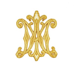 Aplique bordado Ave María oro (13x16cm)