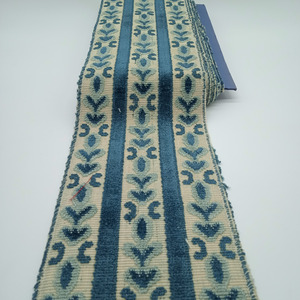 Cinta bordada flores azul y celeste ancha (11cm)