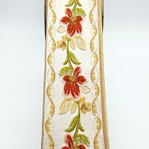 Cinta Bordada Flores rojas ancha (8,5cm)