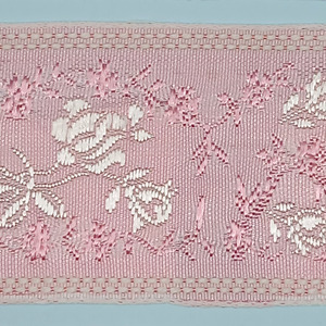 Cinta Jacquard bordada flores rosa (5,2 cm)