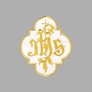 Aplique Bordado JHS oro (23x27cm)