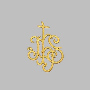 Aplique Bordado JHS oro (8x11cm)