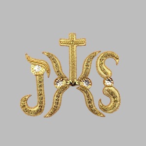 Aplique Bordado JHS oro (19,5x17cm)