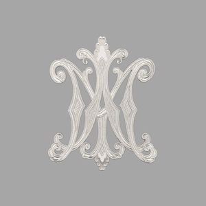 Aplique bordado Ave María plata (26x32cm)