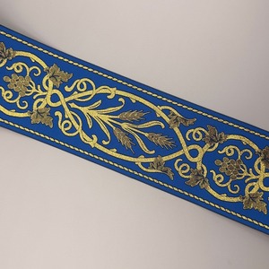 Cinta bordada azul con lurex dorado (9cm)