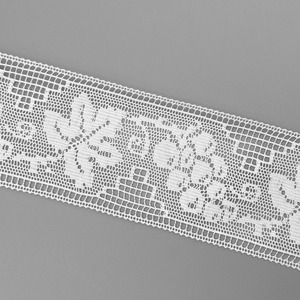 Entredos motivo religioso de bolillo mecanizado blanco (8 cm)