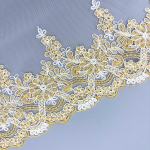 Tul bordado metalizado Dorado (bordado 9cm/total 15cm)