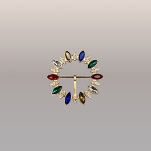 Hebilla circular color dorada con piedras brillantes multicolor (7,5 cm)