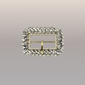 Hebilla rectangular color dorada con piedras brillantes atornasolado (10 cm x 7 cm)