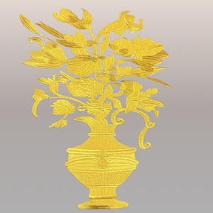 Aplique bordado Jarrón bordado oro (51x36cm)