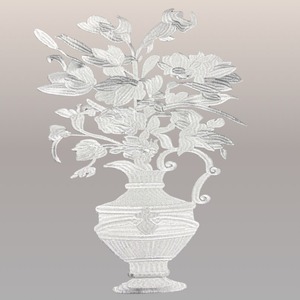 Aplique bordado Jarrón bordado plata (51x36cm)