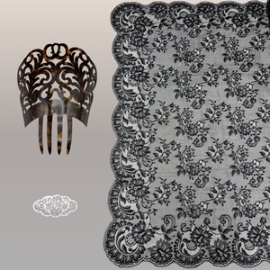 Pack Mantilla negra, Peina y Broche plata (nº1)