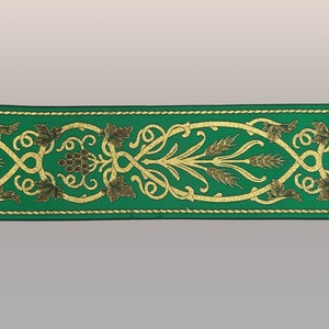 Cinta bordada verde con lurex dorado (9cm)