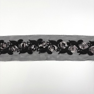 Pasamanería de lentejuelas en negro (3,5 cm)
