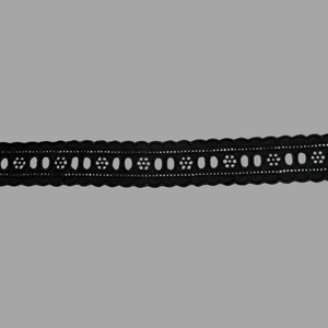 Entredos tira bordada Negro (3cm)