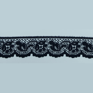 Encaje de Nylon Negro puntilla motivo floral (2.5 cm)