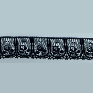 Encaje de Nylon Negro motivo floral (2.5 cm)