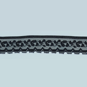 Encaje de Nylon Negro motivo floral (2.5 cm)