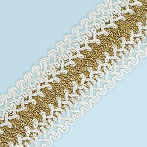 Pasamanería rayón blanco y lurex dorado (4.5cm)