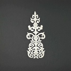 Aplique Bordado termoadhesivo Rama y flores plata (15x6cm)
