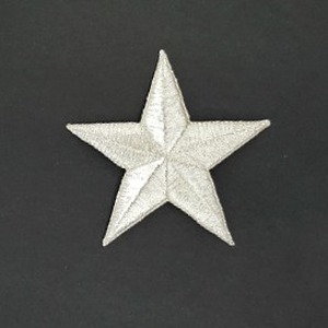 Aplique bordado estrella 5 puntas plata (7,5cm)