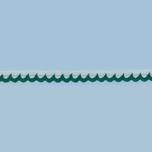 Puntilla bolillo blanco y verde oscuro (0.7cm)