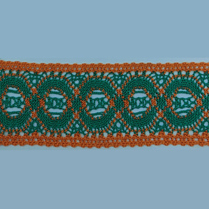 Entredos bolillo verde y naranja (6cm)