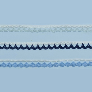 Puntilla bolillo azul y blanco (0.7cm)