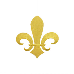 Aplique bordado termoadhesivo flor de lis oro (14cm)