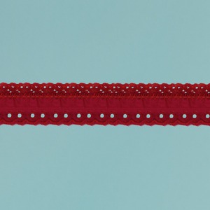 Tira bordada rizada Rojo oscuro (3  cm)