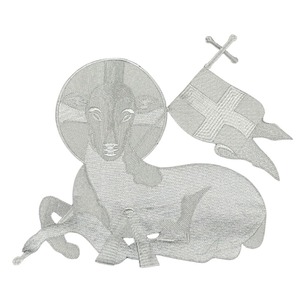 Aplique bordado Cordero bordado plata (38x33cm)