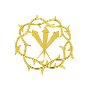 Corona de espinas y clavos bordada en oro (34x32cm)