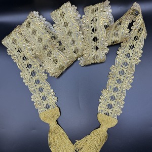 Fajín para Virgen dorado con flecos (largo 2m borla 14cm)