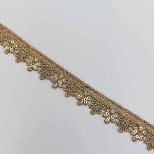 Encaje guipur dorado 1,6cm con lentejuelas
