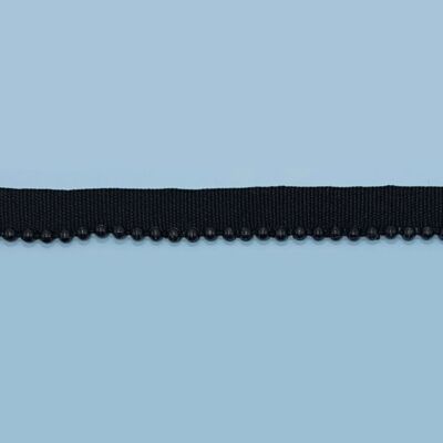 Pasamanería cinta con perlas negra (1.5 cm)