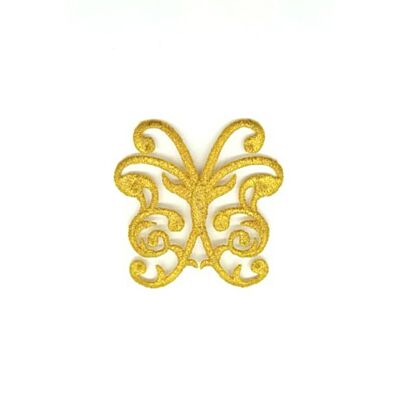 Aplique Bordado termoadhesivo mariposa filigrana oro (6cm)