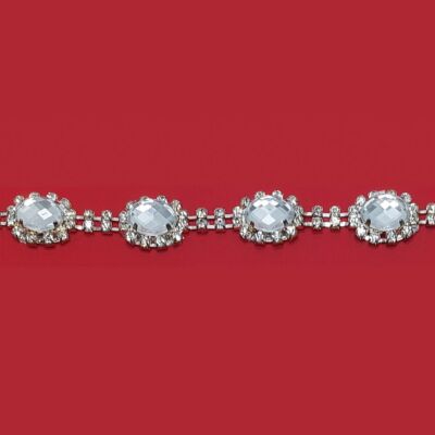 Pasamanería de strass plata con brillantes (1.5cm)