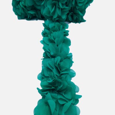 Tira de flores de tela con pétalos verde esmeralda (5cm)