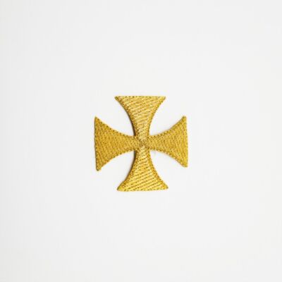 Cruz bordada termoadhesiva oro (5x5cm)