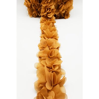 Tira de flores de tela con pétalos Amarillo Mostaza (5cm)