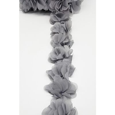 Tira de flores de tela con pétalos Gris (5cm)